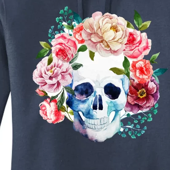 Beautiful Flower Skull Women's Pullover Hoodie