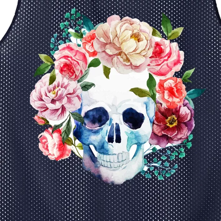 Beautiful Flower Skull Mesh Reversible Basketball Jersey Tank