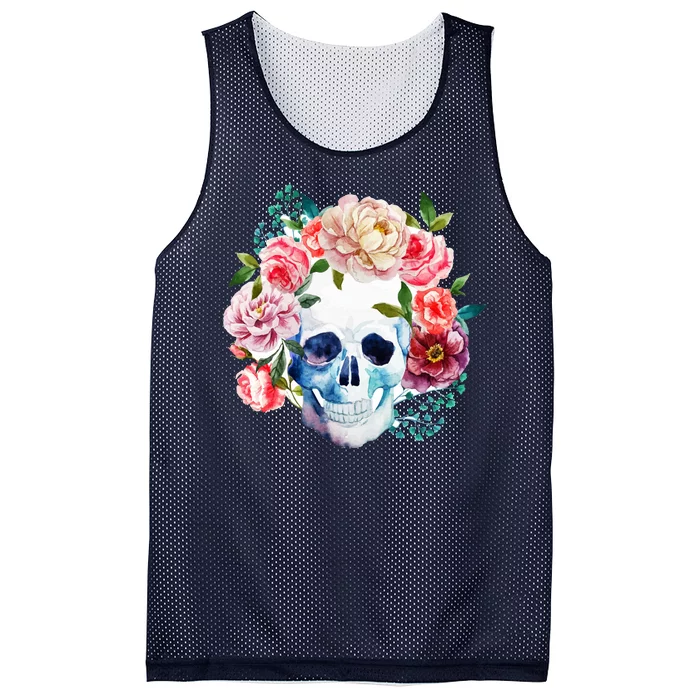 Beautiful Flower Skull Mesh Reversible Basketball Jersey Tank