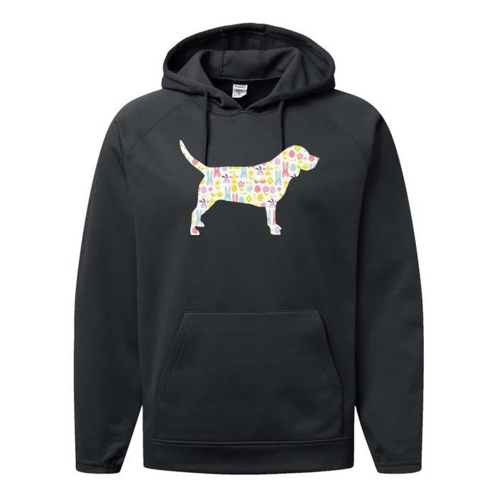 Beagle Easter Bunny Dog Silhouette Performance Fleece Hoodie