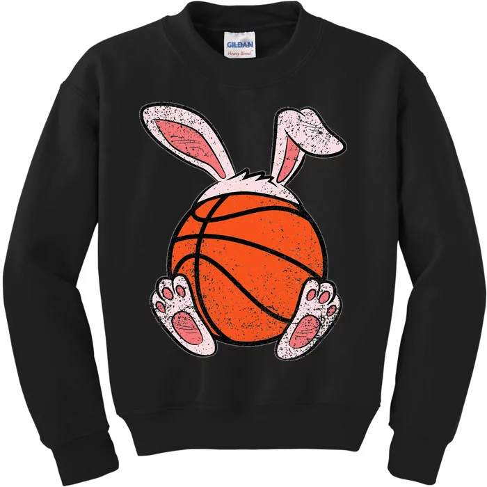 Bunny Ears Ball Cute Rabbit Easter Basketball Lover Kids Sweatshirt