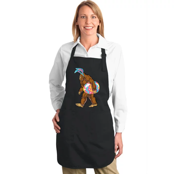 Bigfoot Easter Bunny Ears Egg Sasquatch Lover Gift Full-Length Apron With Pocket