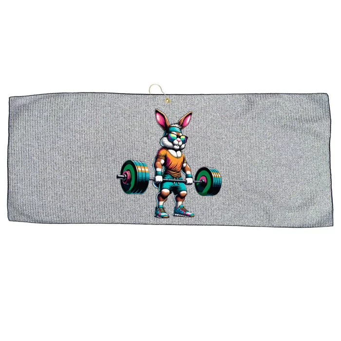 Bodybuilder Easter Bunny Powerlifting Deadlife Gym Lover Large Microfiber Waffle Golf Towel