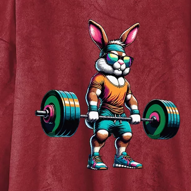 Bodybuilder Easter Bunny Powerlifting Deadlife Gym Lover Hooded Wearable Blanket