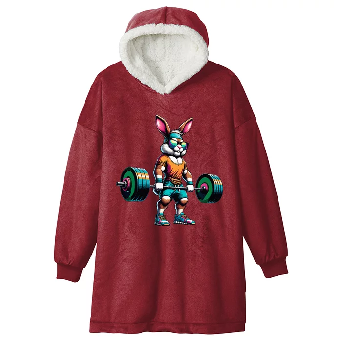 Bodybuilder Easter Bunny Powerlifting Deadlife Gym Lover Hooded Wearable Blanket