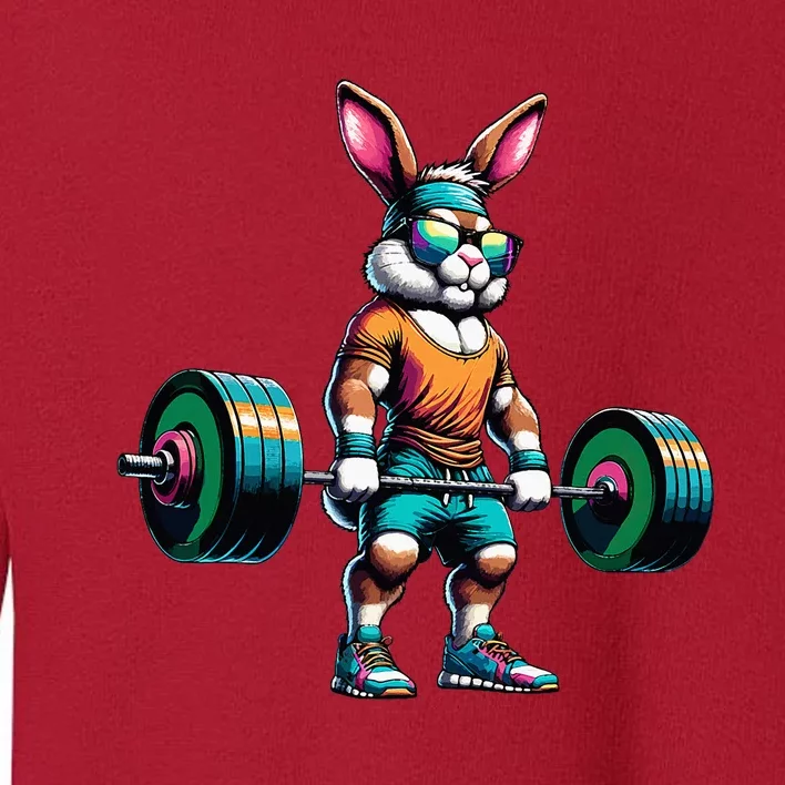 Bodybuilder Easter Bunny Powerlifting Deadlife Gym Lover Toddler Sweatshirt