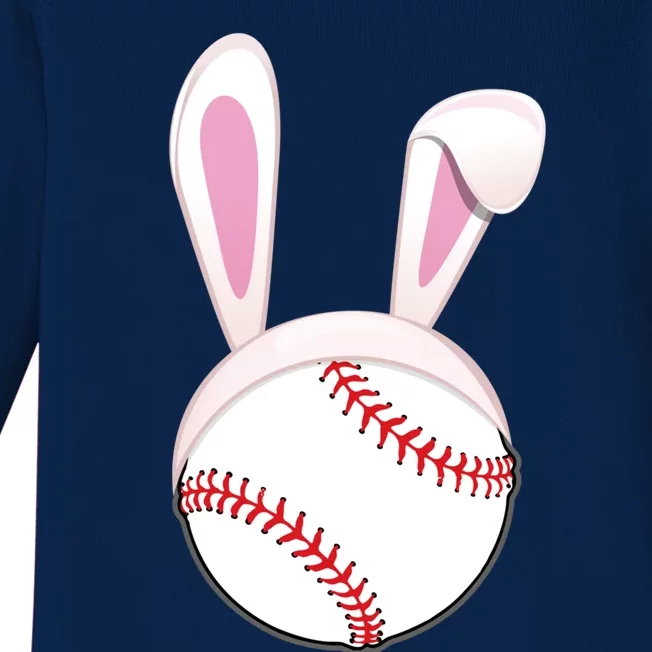 Baseball Easter Bunny Ears Rabbit Spring Holiday Player Gift Baby Long Sleeve Bodysuit