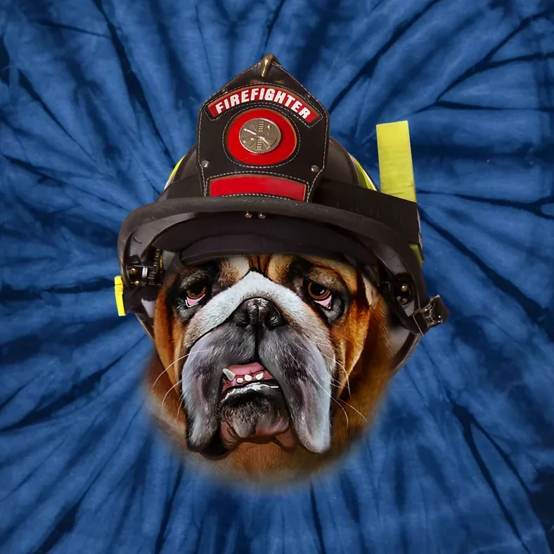 Brave English Bull Dog In Firefighter Helmet Rescue Tie-Dye T-Shirt