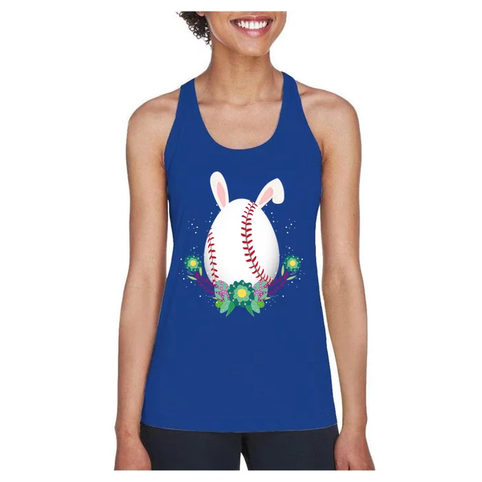 Baseball Egg Bunny Happy Easter Gift Women's Racerback Tank