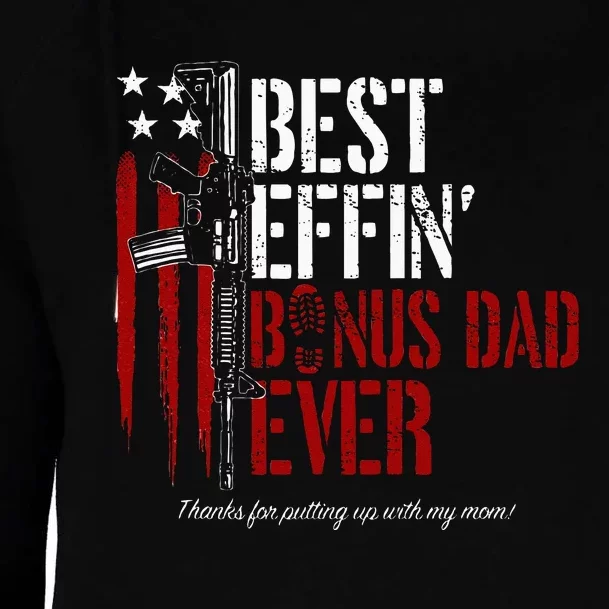 Best Effin’ Bonus Dad Ever Daddy Gun Rights American Flag Womens Funnel Neck Pullover Hood