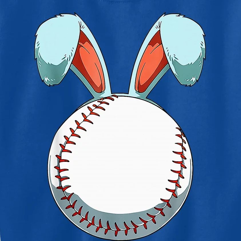 Baseball Easter Bunny Ears Easter Eggs Hunting Basket Kids Sweatshirt