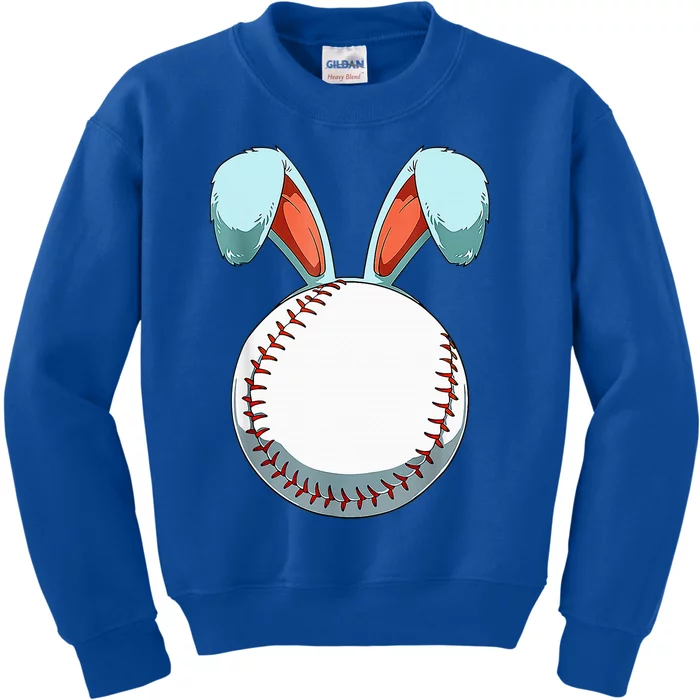 Baseball Easter Bunny Ears Easter Eggs Hunting Basket Kids Sweatshirt