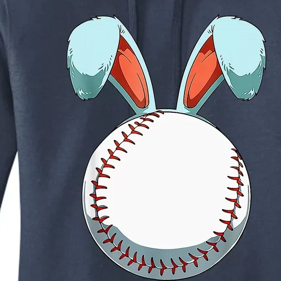 Baseball Easter Bunny Ears Easter Eggs Hunting Basket Women's Pullover Hoodie