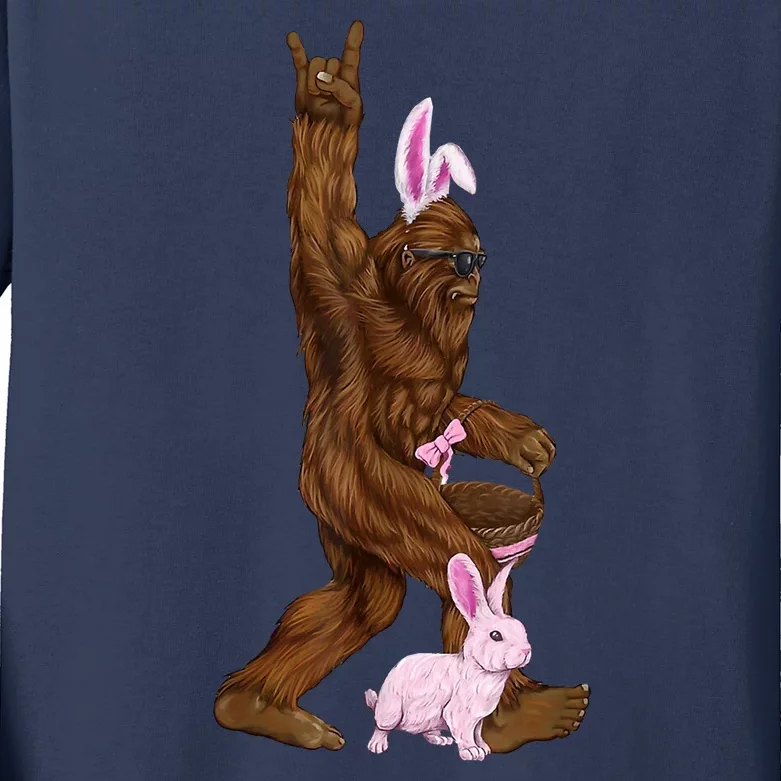 Bigfoot Easter Bunny Cute Kids Long Sleeve Shirt