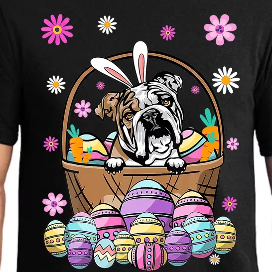 Bunny English Bulldog Dog Lover Easter Eggs Funny Easter Day Pajama Set