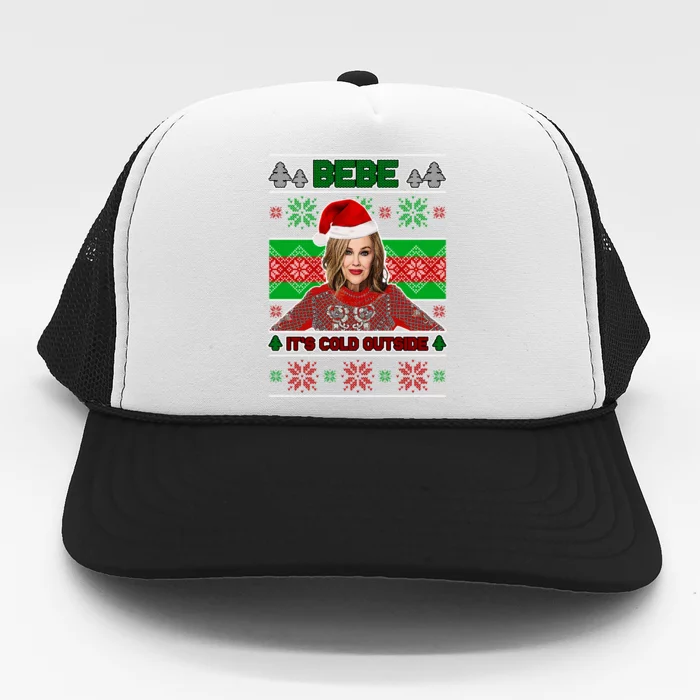 Bebe It's Cold Outside Ugly Christmas Sweater Trucker Hat