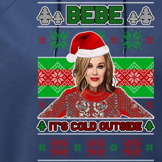 Bebe It's Cold Outside Ugly Christmas Sweater Performance Fleece Hoodie