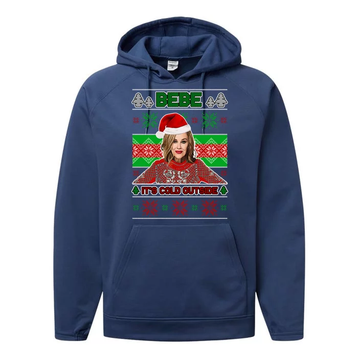 Bebe It's Cold Outside Ugly Christmas Sweater Performance Fleece Hoodie