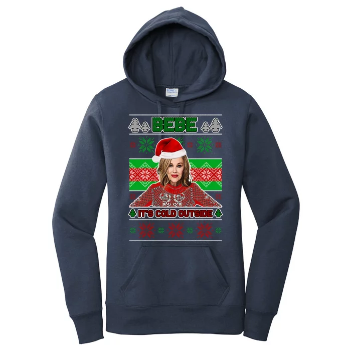 Bebe It's Cold Outside Ugly Christmas Sweater Women's Pullover Hoodie