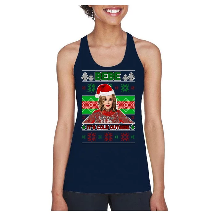 Bebe It's Cold Outside Ugly Christmas Sweater Women's Racerback Tank