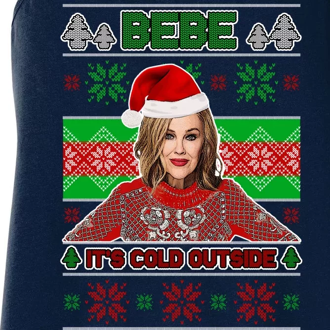 Bebe It's Cold Outside Ugly Christmas Sweater Women's Racerback Tank