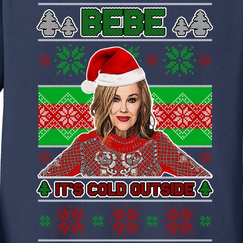 Bebe It's Cold Outside Ugly Christmas Sweater Kids Long Sleeve Shirt