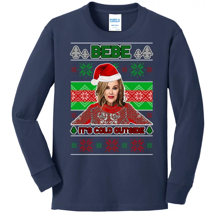 Bebe It's Cold Outside Ugly Christmas Sweater Kids Long Sleeve Shirt