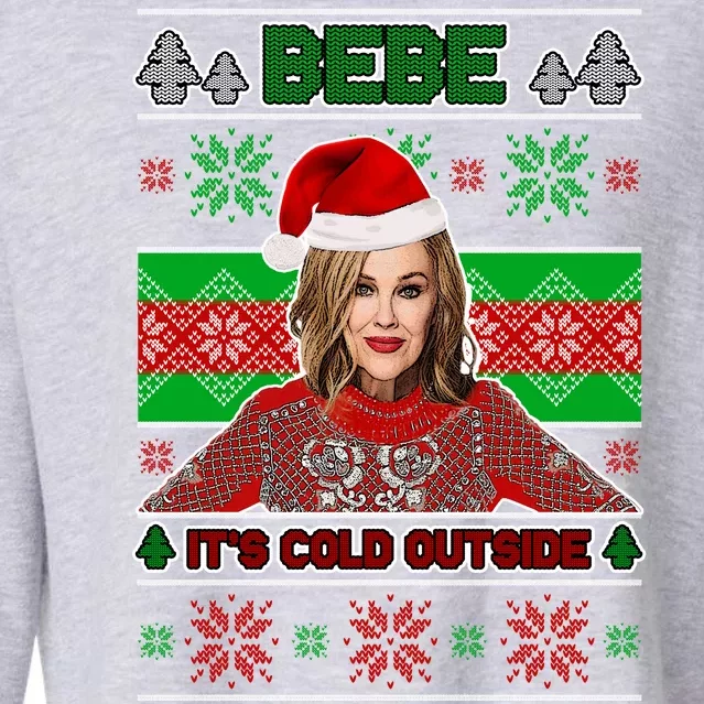 Bebe It's Cold Outside Ugly Christmas Sweater Cropped Pullover Crew