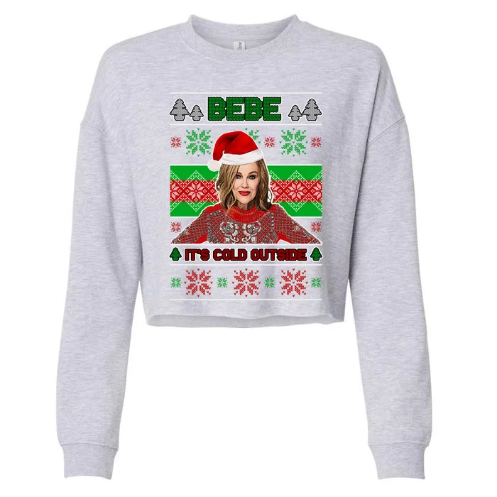 Bebe It's Cold Outside Ugly Christmas Sweater Cropped Pullover Crew