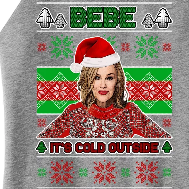 Bebe It's Cold Outside Ugly Christmas Sweater Women’s Perfect Tri Rocker Tank