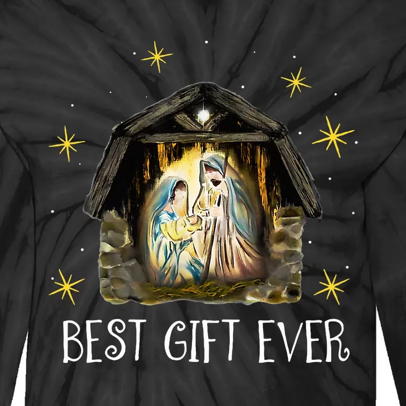 Best Ever Christmas Cool Jesus Nativity Scene Christian Tie-Dye Long Sleeve Shirt