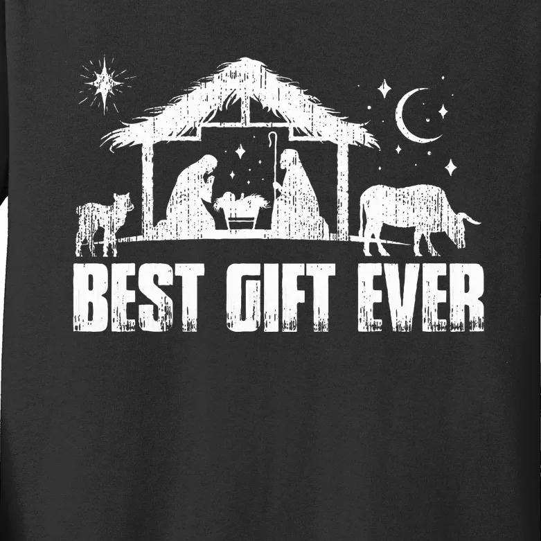 Best Ever Christmas Jesus Nativity Scene Christian Kids Long Sleeve Shirt