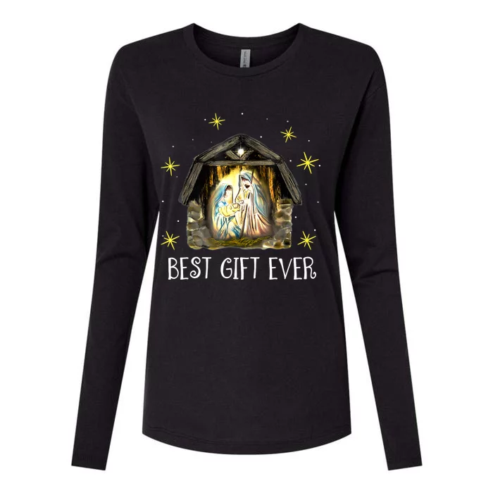 Best Ever Christmas Cool Jesus Nativity Scene Christian Womens Cotton Relaxed Long Sleeve T-Shirt