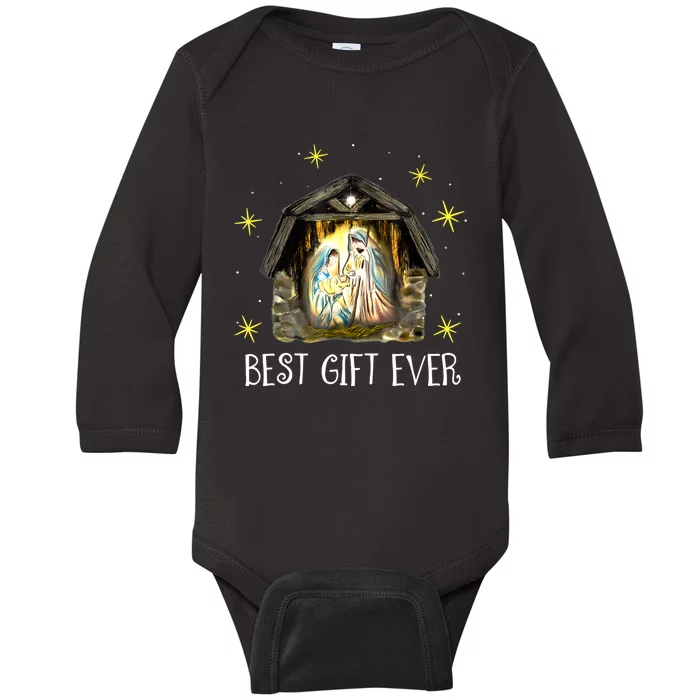 Best Ever Christmas Cool Jesus Nativity Scene Christian Baby Long Sleeve Bodysuit