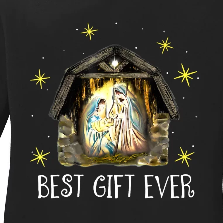 Best Ever Christmas Cool Jesus Nativity Scene Christian Ladies Long Sleeve Shirt