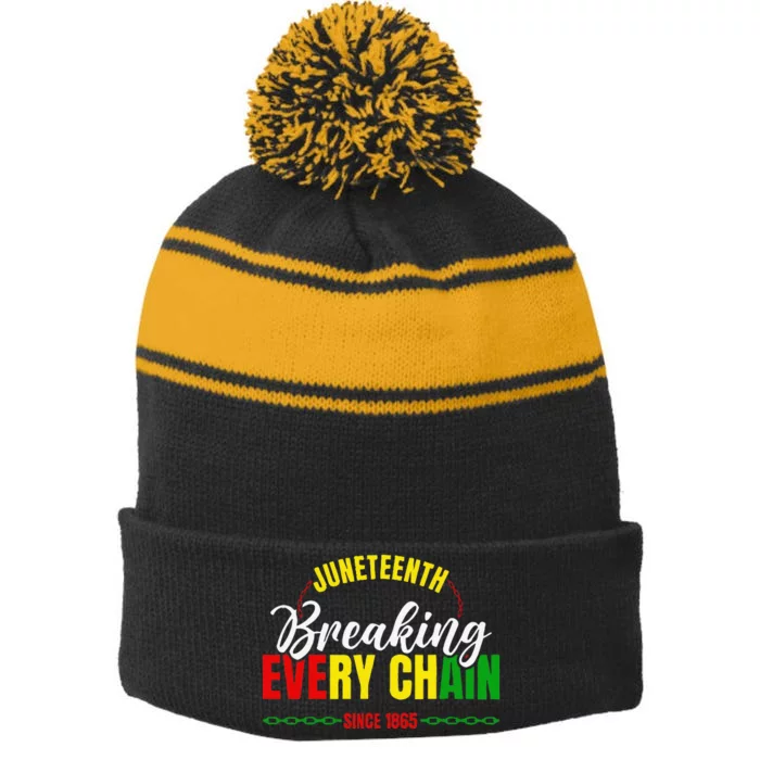 Break Every Chain Juneteenth Proud Black History  Pride Stripe Pom Pom Beanie