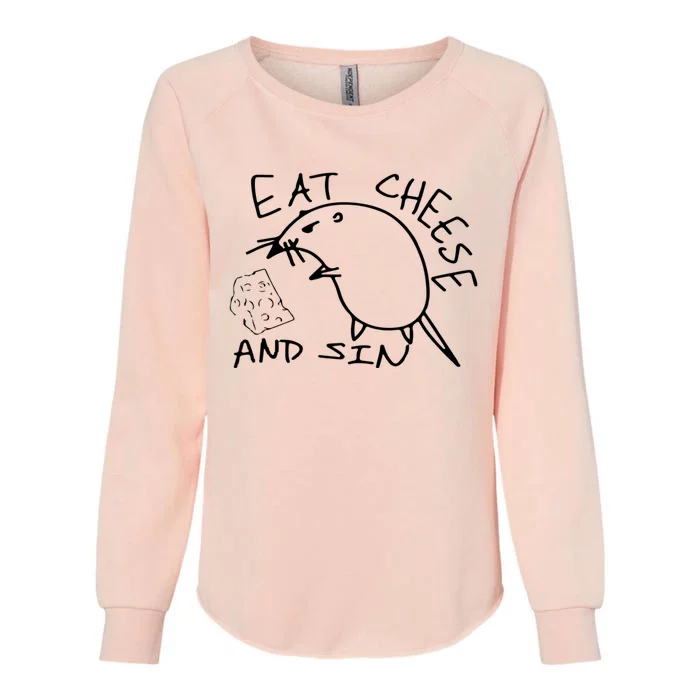 Buy Eat Cheese And Sin Funny Rat Womens California Wash Sweatshirt