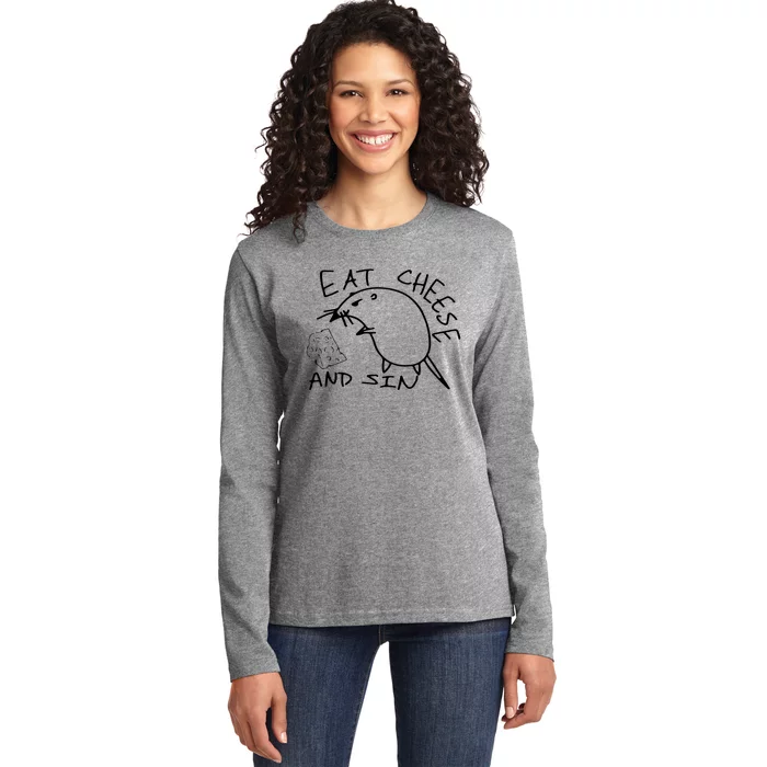 Buy Eat Cheese And Sin Funny Rat Ladies Long Sleeve Shirt