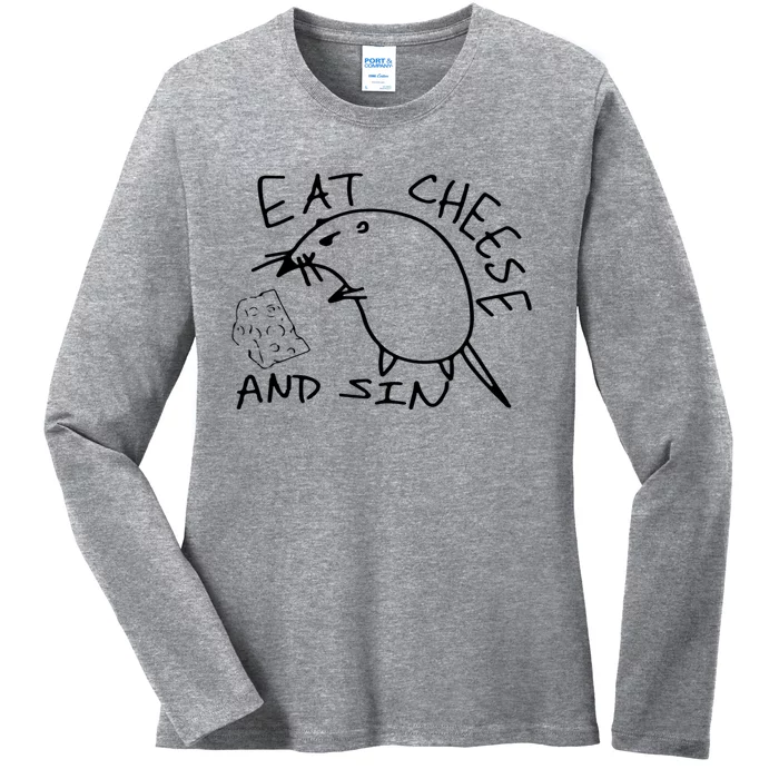 Buy Eat Cheese And Sin Funny Rat Ladies Long Sleeve Shirt