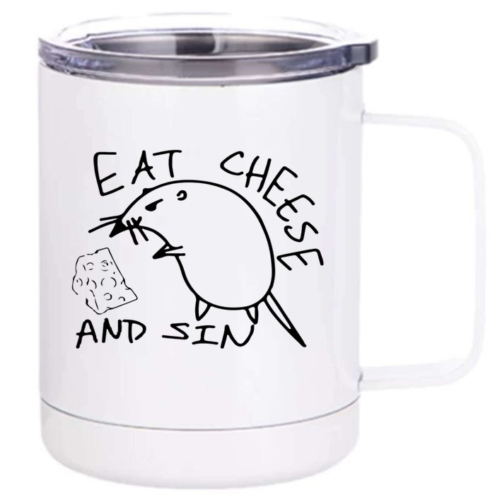 Buy Eat Cheese And Sin Funny Rat Front & Back 12oz Stainless Steel Tumbler Cup