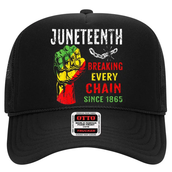 Breaking Every Chain Since 1865 Juneteenth Freedom High Crown Mesh Trucker Hat