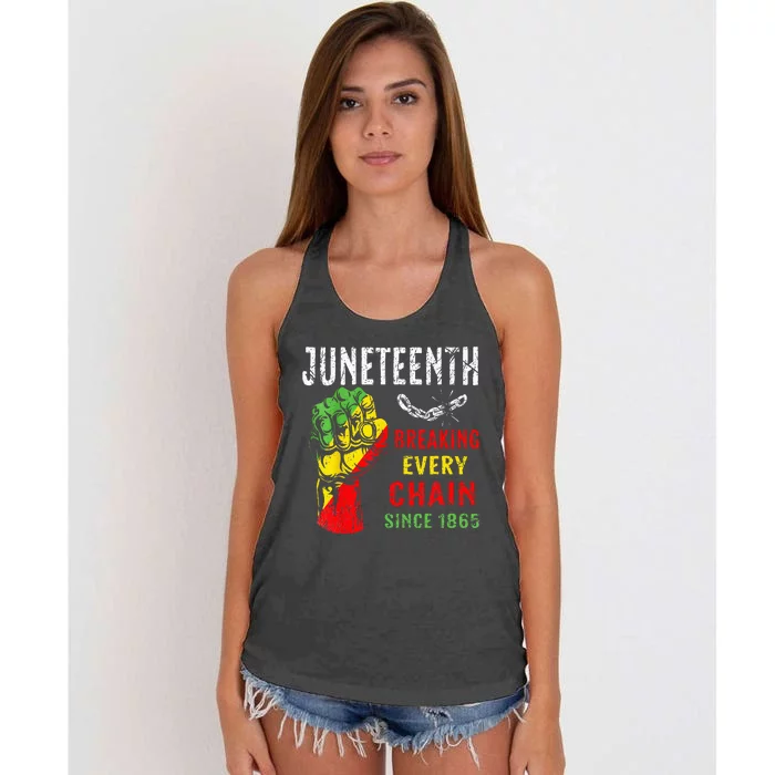 Breaking Every Chain Since 1865 Juneteenth Freedom Women's Knotted Racerback Tank