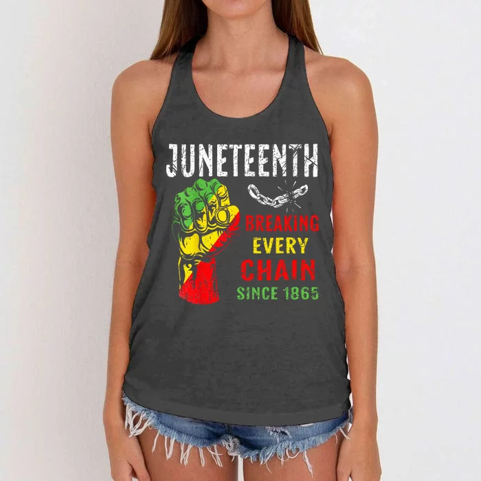 Breaking Every Chain Since 1865 Juneteenth Freedom Women's Knotted Racerback Tank