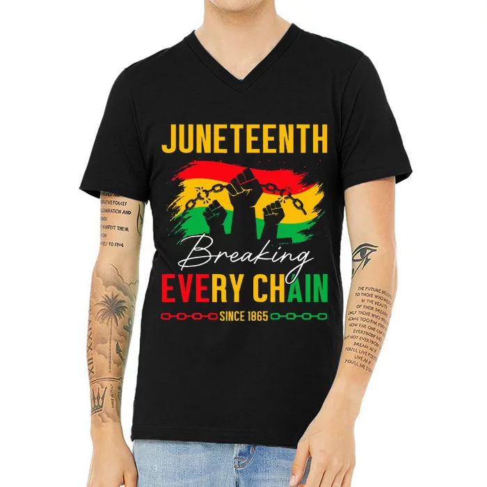 Breaking Every Chain Since 1865 Women Juneteenth V-Neck T-Shirt