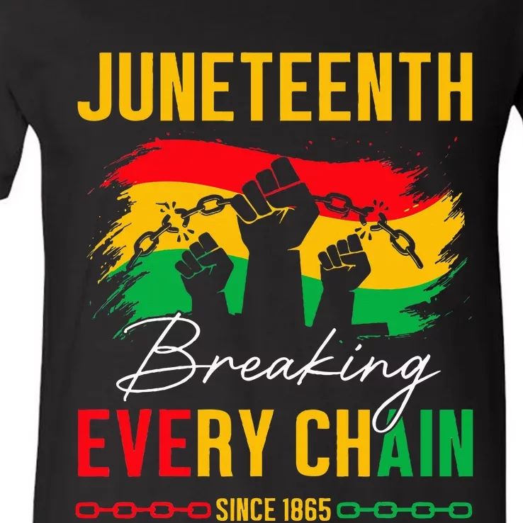 Breaking Every Chain Since 1865 Women Juneteenth V-Neck T-Shirt