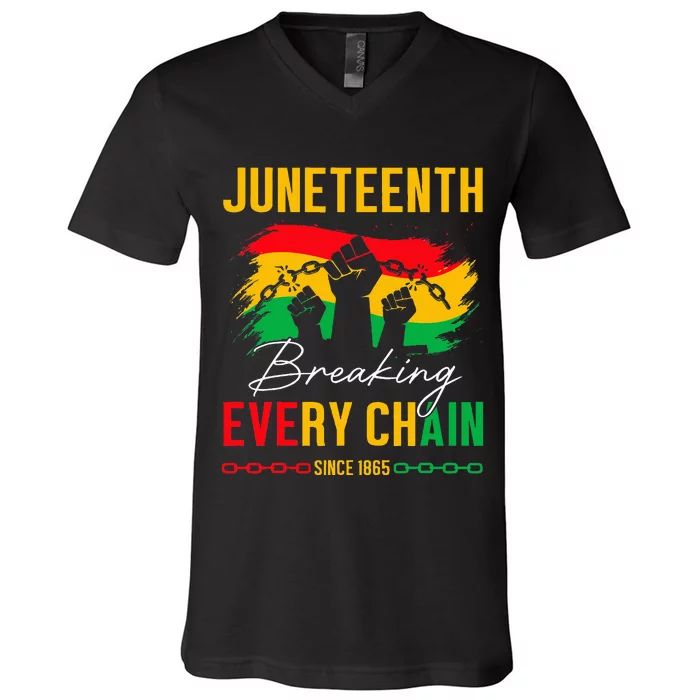 Breaking Every Chain Since 1865 Women Juneteenth V-Neck T-Shirt