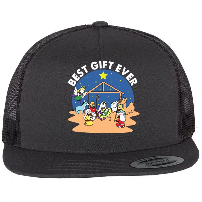 Best Ever Christmas Jesus Nativity Scene Christian Xmas Flat Bill Trucker Hat