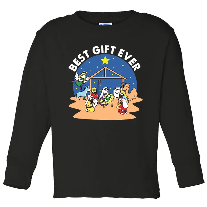 Best Ever Christmas Jesus Nativity Scene Christian Xmas Toddler Long Sleeve Shirt