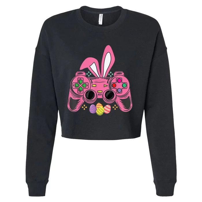 Bunny Eggs Costume Easter Day Gaming Video Game Cropped Pullover Crew