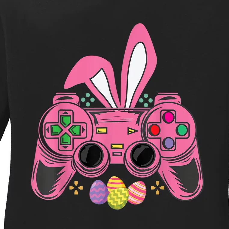 Bunny Eggs Costume Easter Day Gaming Video Game Ladies Long Sleeve Shirt